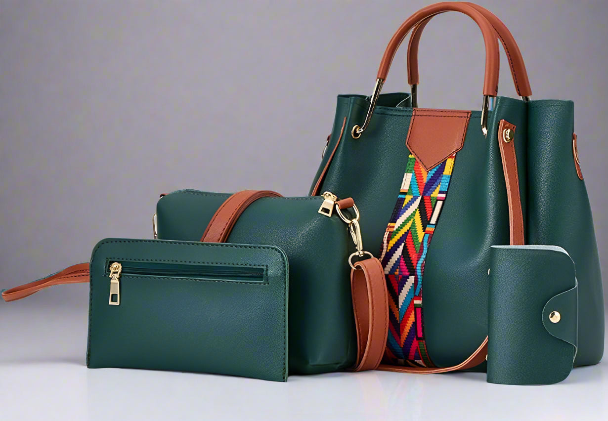 Women's Premium 4-in-1 Handbag Set | Tote + Crossbody + Clutch + Wallet |