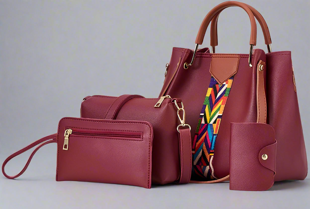 Women's Premium 4-in-1 Handbag Set | Tote + Crossbody + Clutch + Wallet |