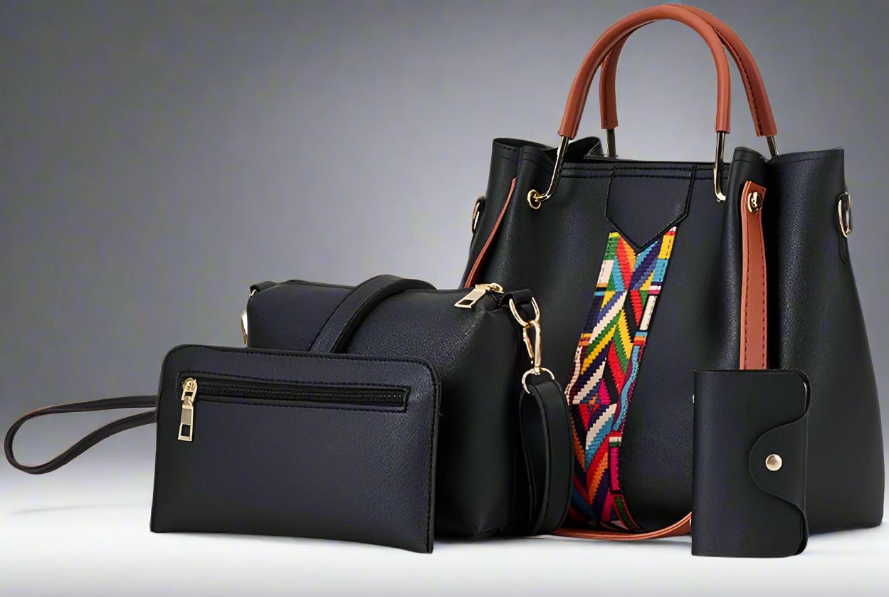 Women's Premium 4-in-1 Handbag Set | Tote + Crossbody + Clutch + Wallet |