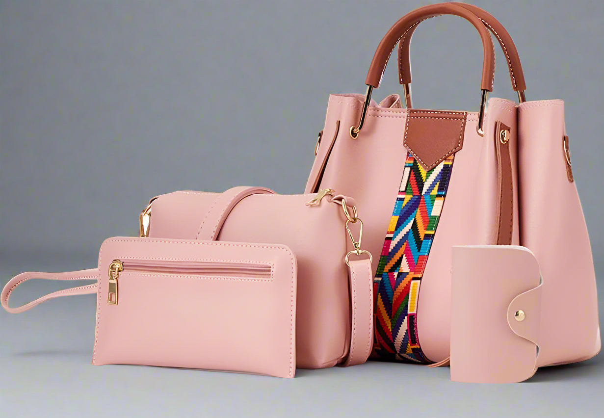 Women's Premium 4-in-1 Handbag Set | Tote + Crossbody + Clutch + Wallet |