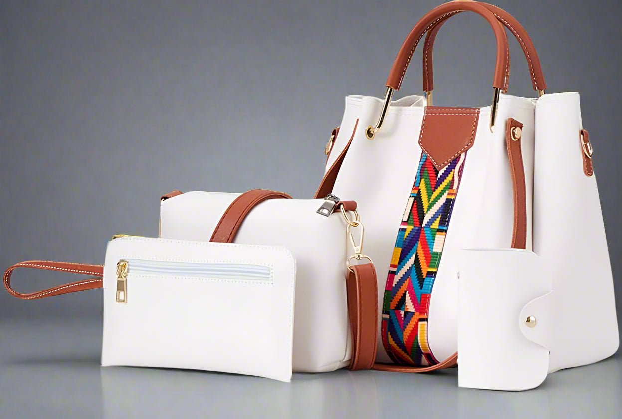 Women's Premium 4-in-1 Handbag Set | Tote + Crossbody + Clutch + Wallet |