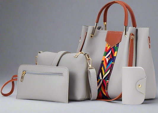 Women's Premium 4-in-1 Handbag Set | Tote + Crossbody + Clutch + Wallet |